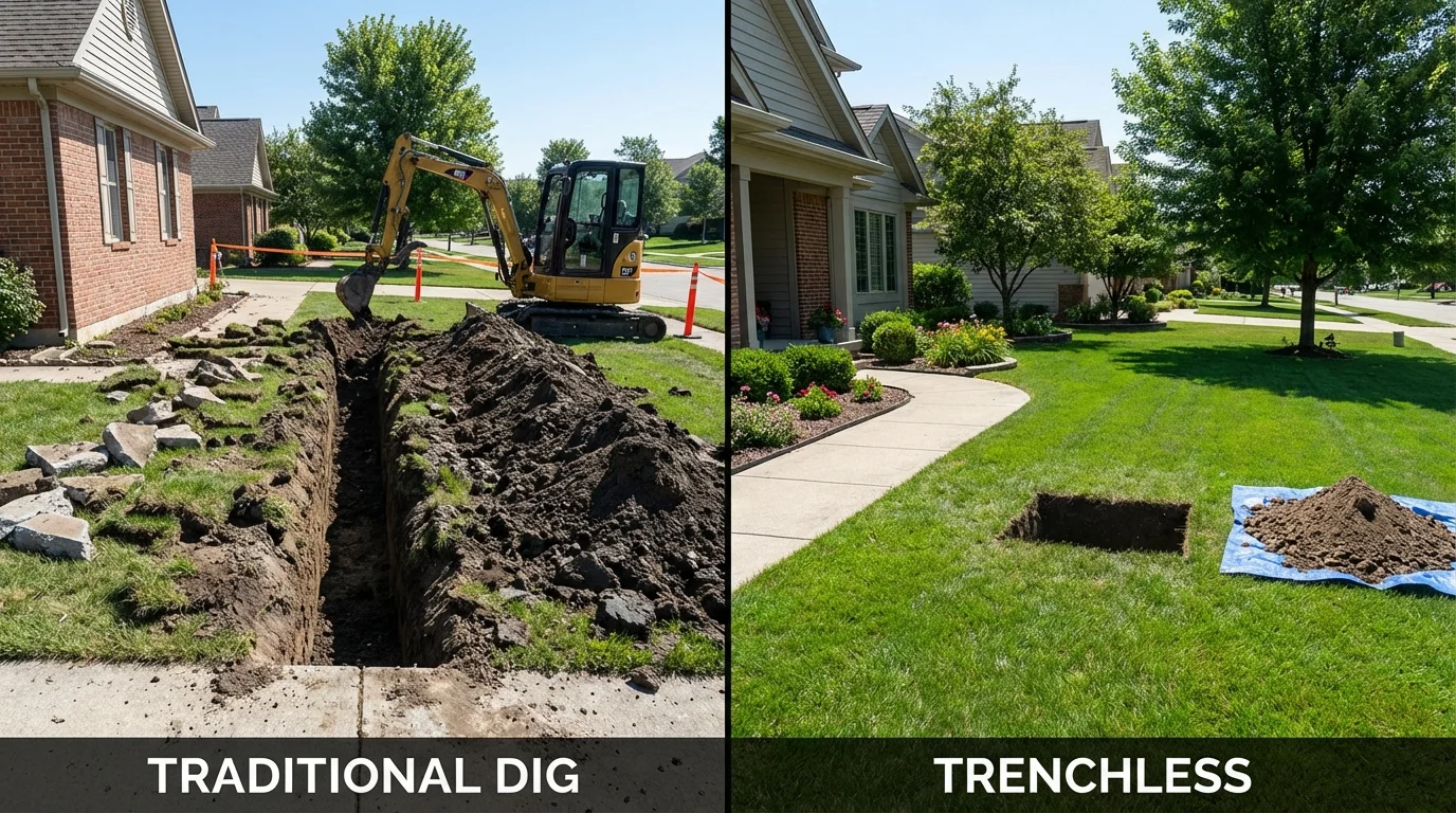 Trenchless sewer repair with minimal yard damage versus traditional excavation in Columbia, NC